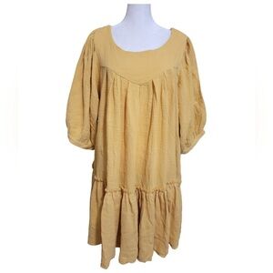 Elegant Mustard babydoll Midi Dress